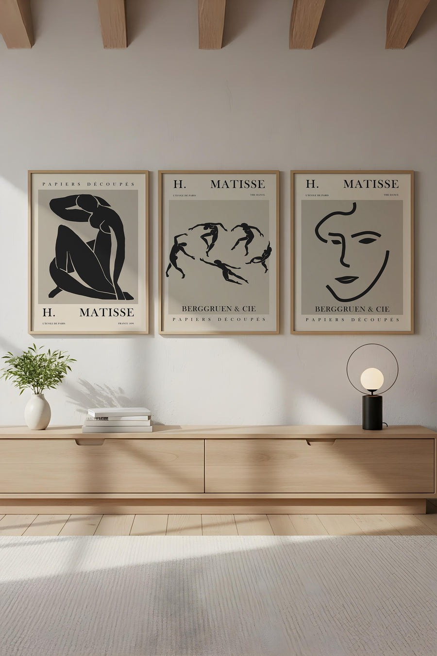 Ahşap Siyah Çerçeveli 3’lü Modern Tablo | Huhu255