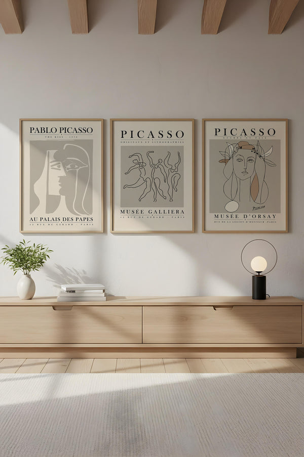 Soyut Desenli Picasso Tablo Seti - 3’lü Çerçeveli Set | huhu256