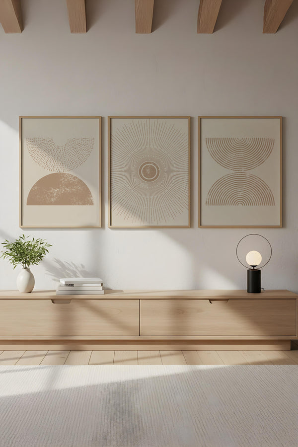 Geometrik Desenli Minimalist Tablo Seti - 3’lü Set | huhu258