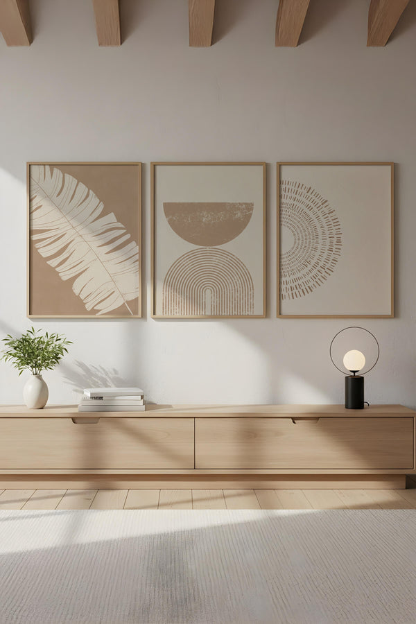 Geometrik Desenli Minimal Tablo Seti - Modern 3’lü Set | huhu259