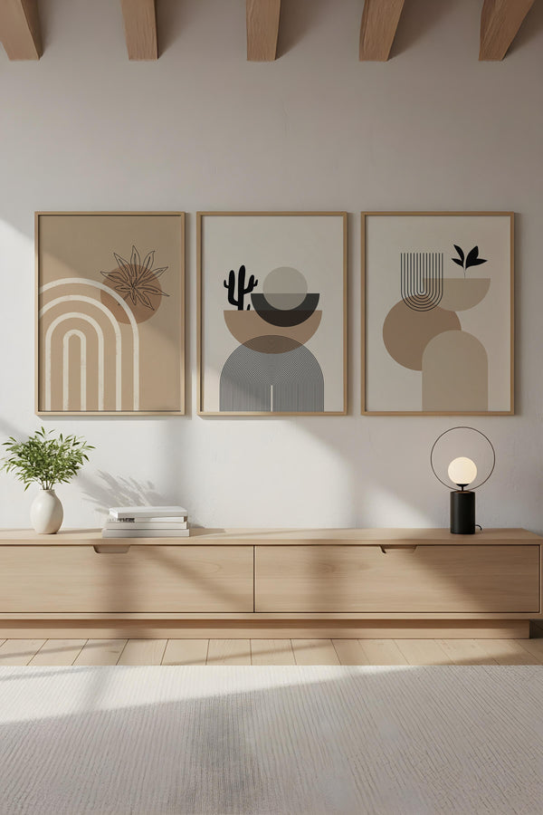 Geometrik Desenli Modern Tablo Seti - 3’lü Set | huhu264