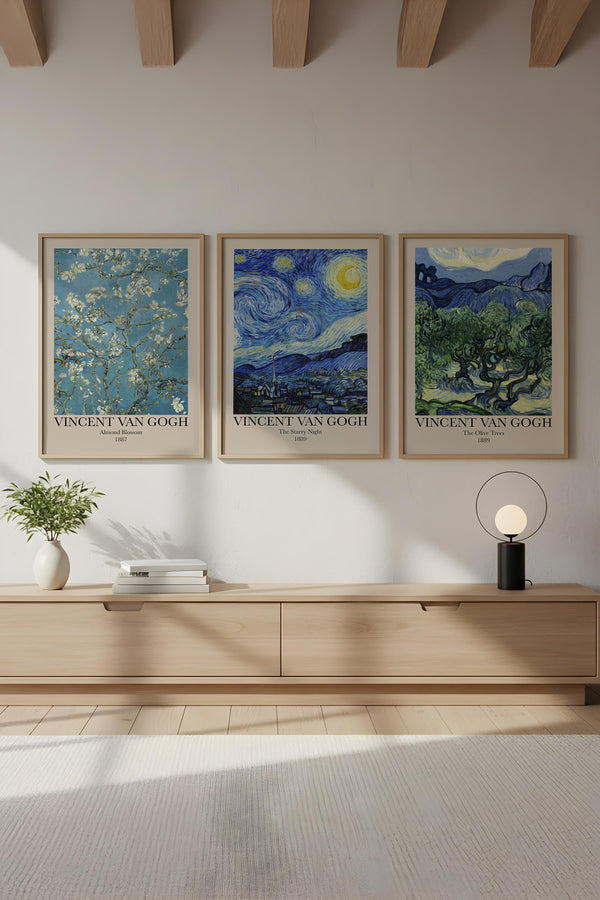 Vincent Van Gogh Tablo Seti - Modern 3’lü Çerçeveli Set | huhu269