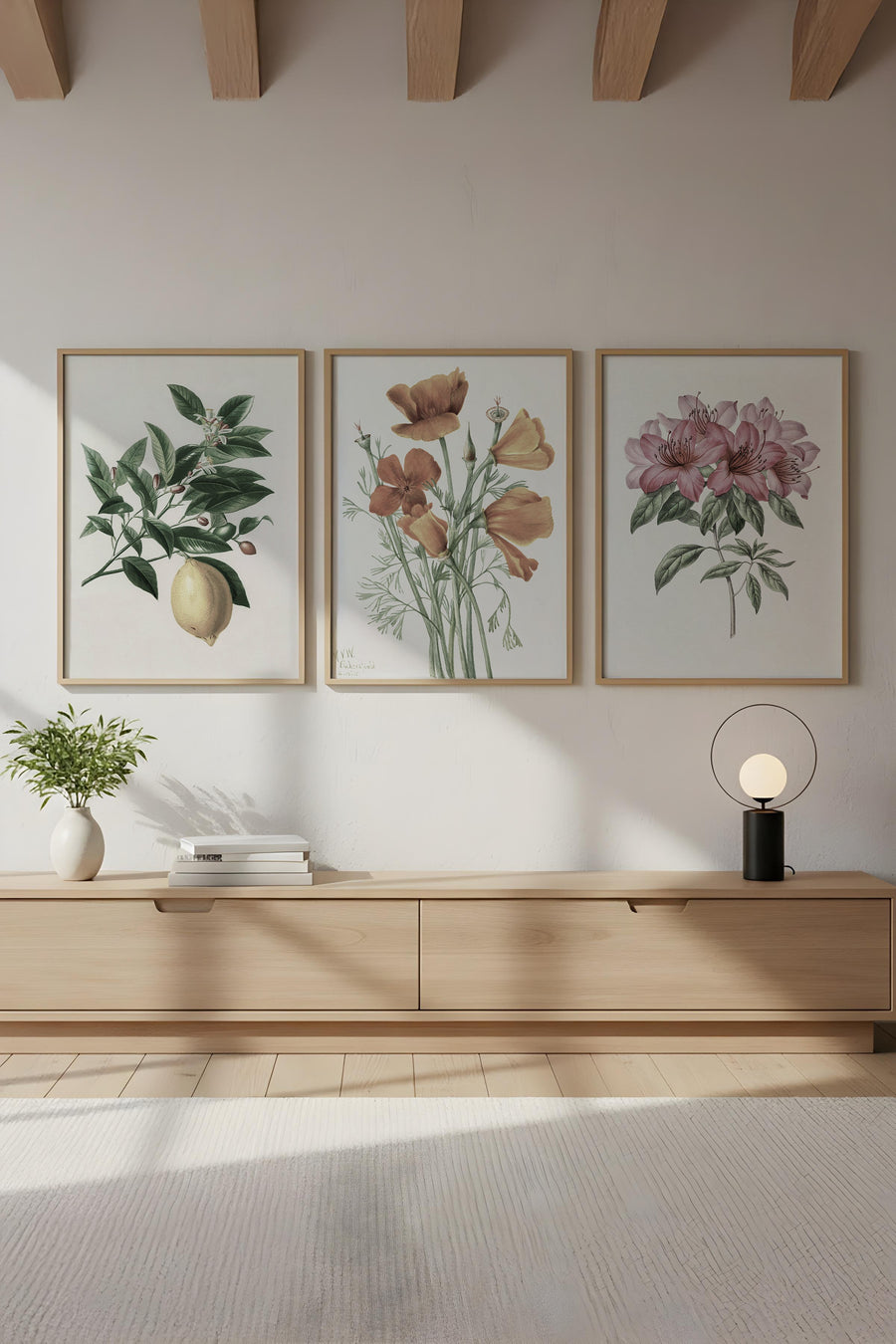 Çiçek Desenli Modern Tablo Seti - 3’lü Set | huhu278