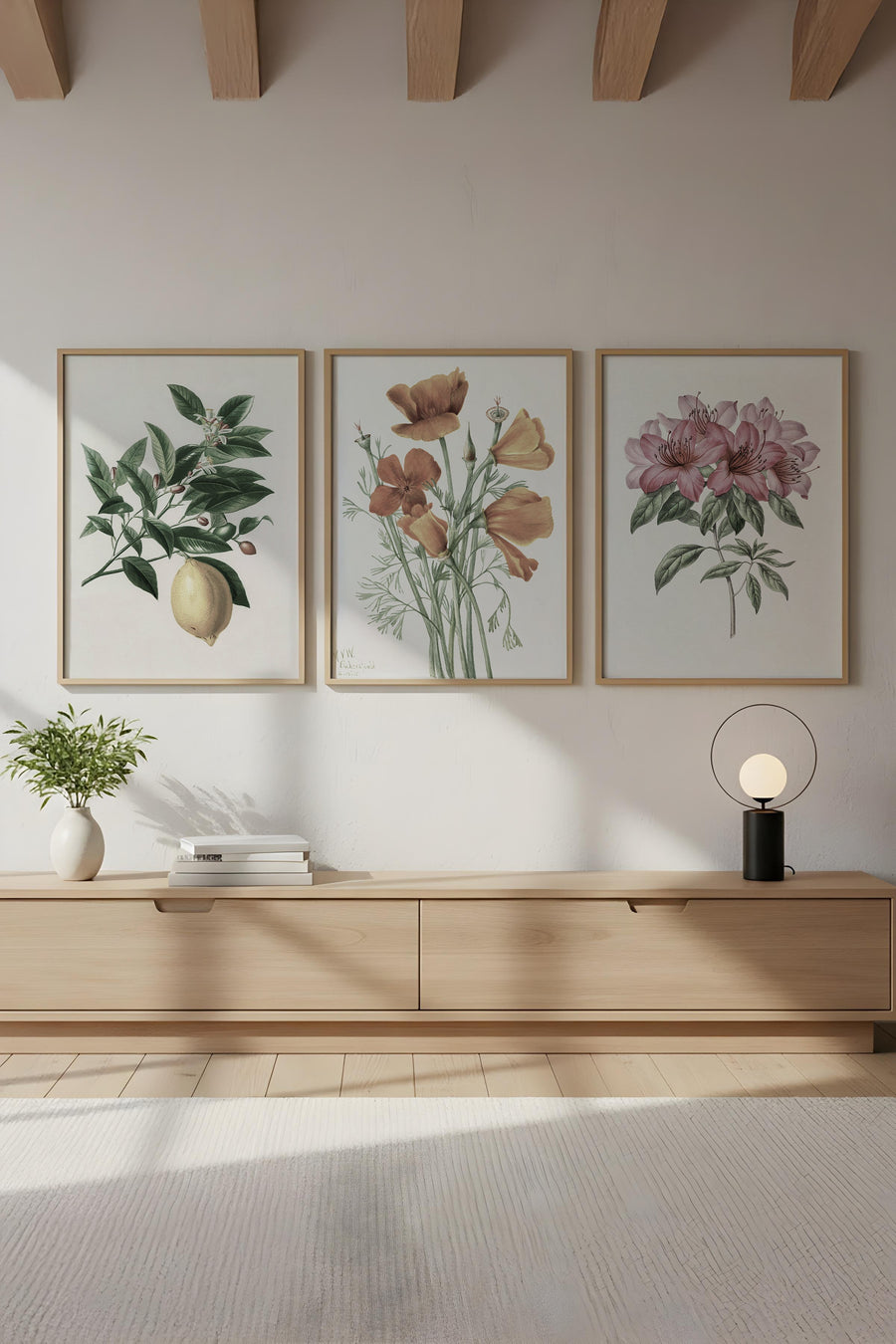 Ahşap Siyah Çerçeveli 3’lü Modern Tablo | Huhu278