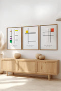 Ahşap Çerçeveli 3'lü Bauhaus Tablo | Huhu509