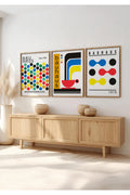 Ahşap Çerçeveli 3'lü Bauhaus Tablo | Huhu526
