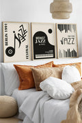 Ahşap Çerçeveli 3'lü "Vintage Jazz Nights" Tablo Seti | Huhu566