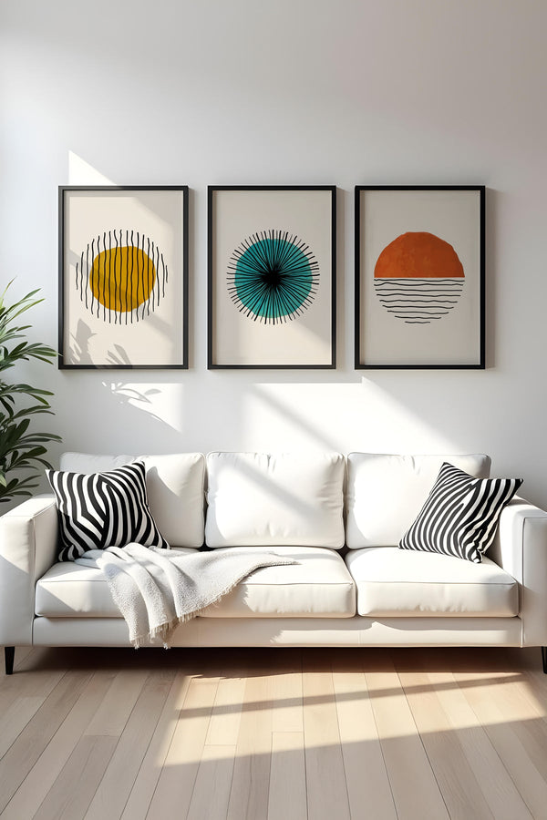 Geometrik Desenli Modern Tablo Seti - 3’lü Set | huhu12