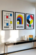 Ahşap Siyah Çerçeveli 3'lü Bauhaus Tablo | Huhu525