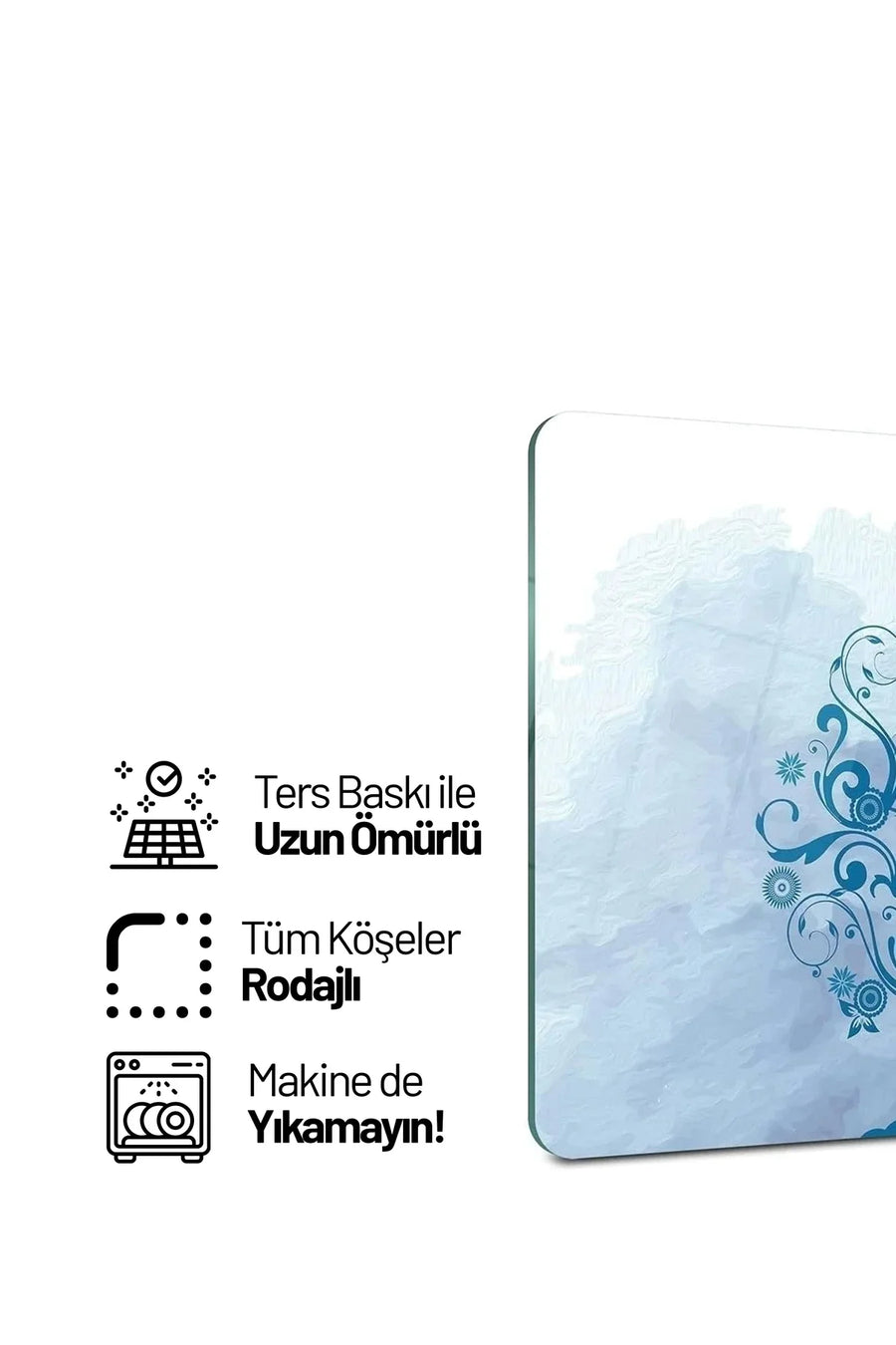 Cam Kesme Tahtası 20x30 cm | Temperli Cam | Hijyenik ve Dayanıklı Mutfak Gereci | KSME54