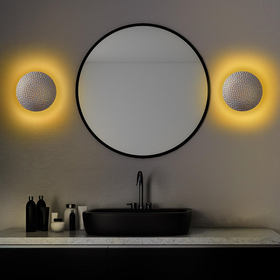Dokulu Oval Aplik - Gri