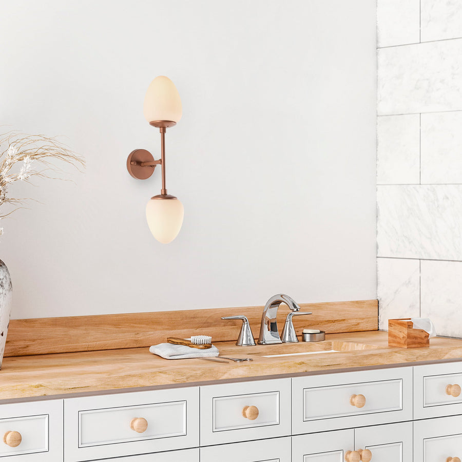 Camlı 2'li Aplik Modern - Bakır