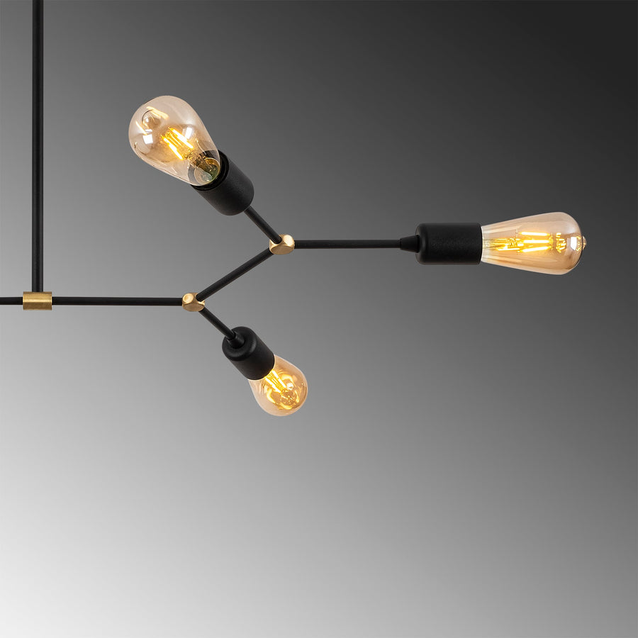 Sputnik 6'lı Metal Avize - Siyah
