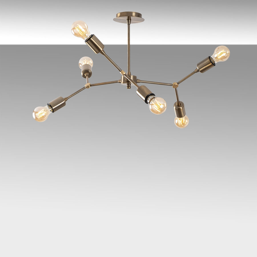 Sputnik 6'lı Metal Avize Eskitme - Altin