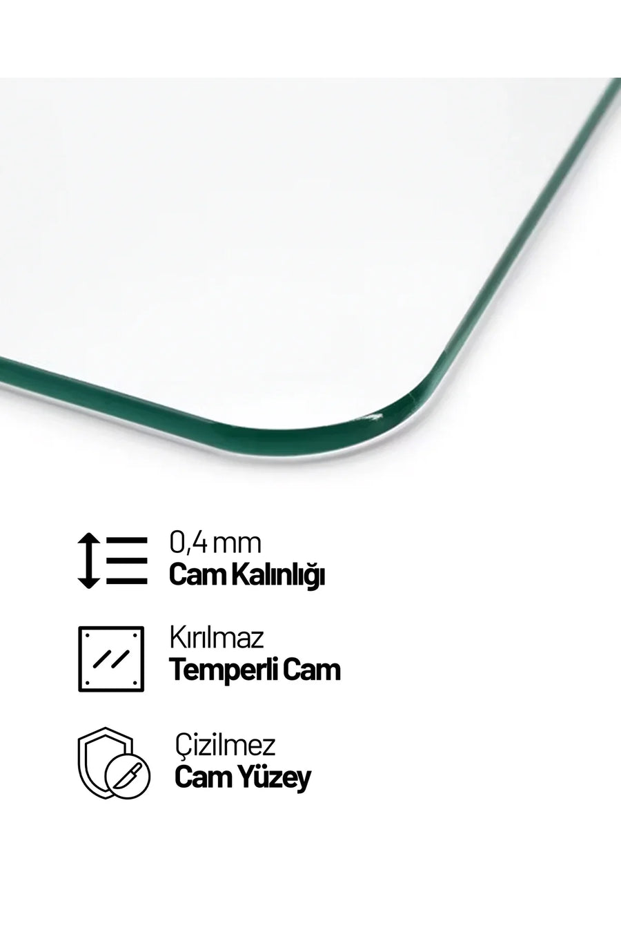 Cam Kesme Tahtası 20x30 cm | Temperli Cam | Hijyenik ve Dayanıklı Mutfak Gereci | KSME54