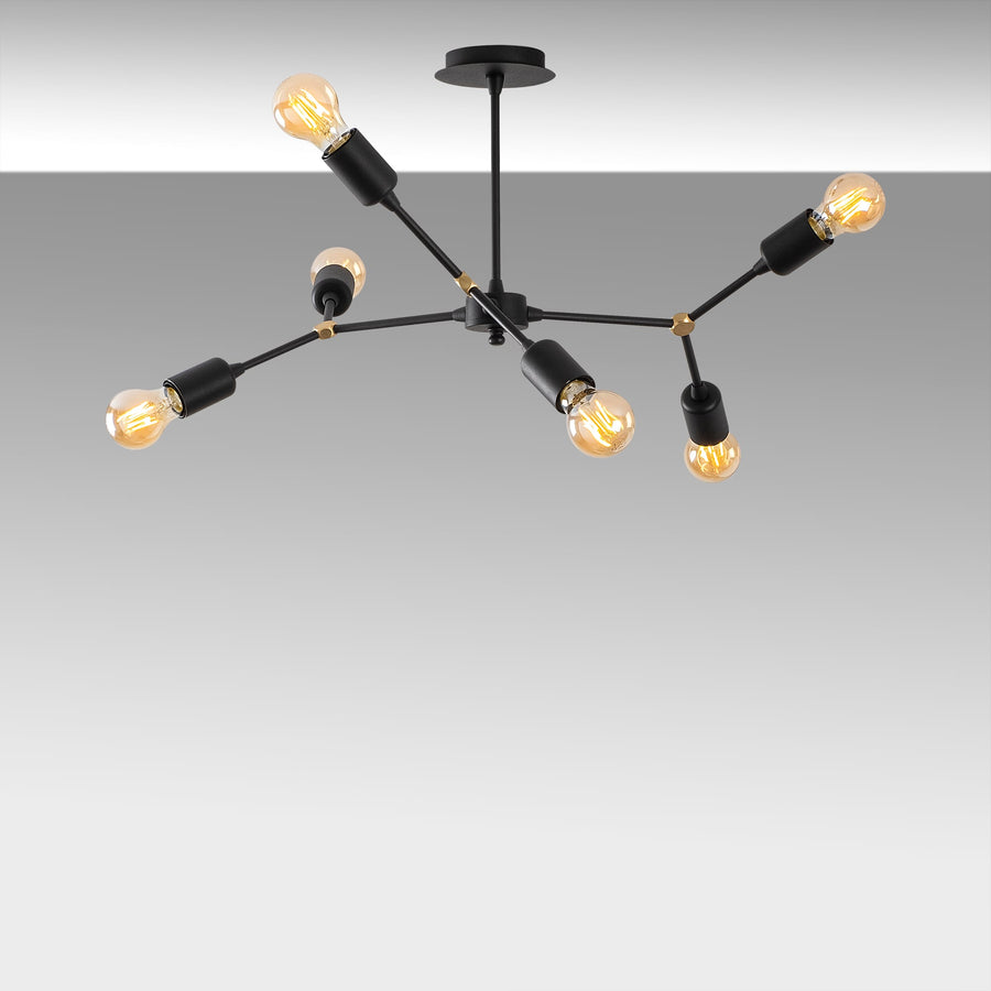 Sputnik 6'lı Metal Avize - Siyah