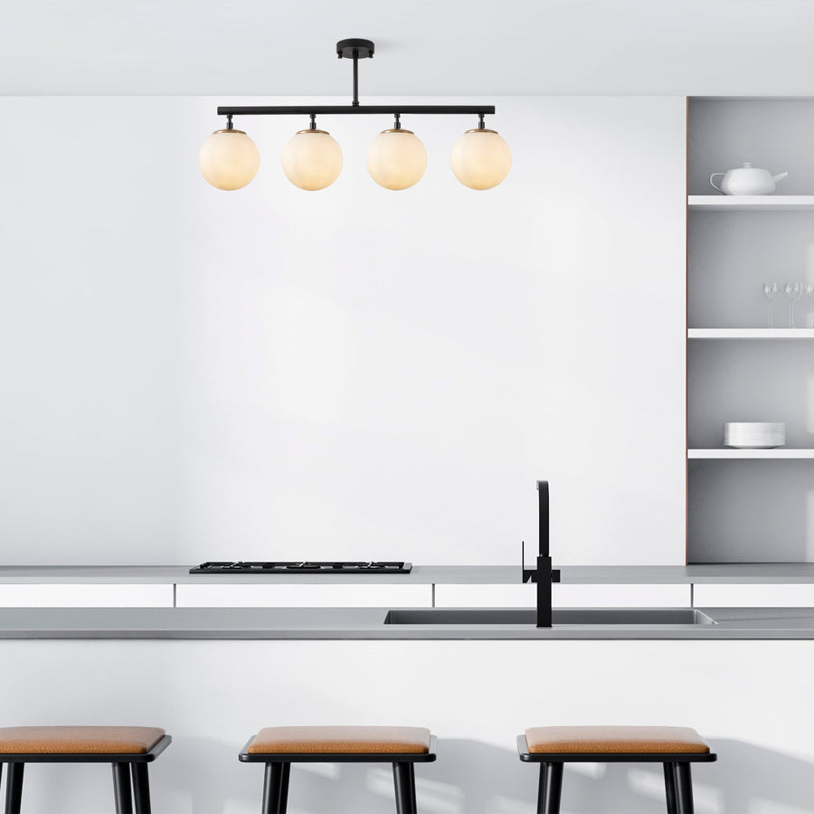 Küresel Cam 4'lü Plafonyer - Siyah