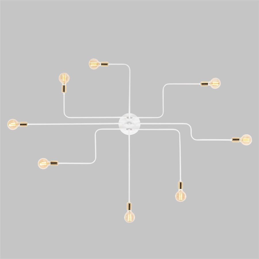 Rustik 8'li Spider Metal Plafonyer - Beyaz