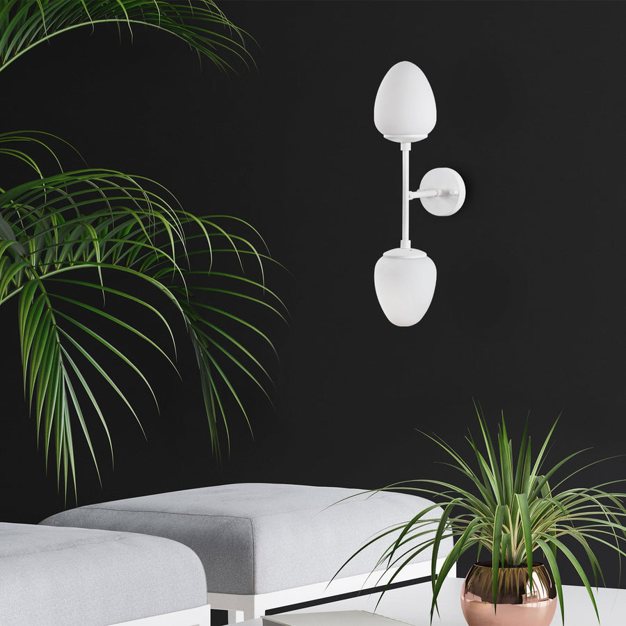 Camlı 2'li Aplik Modern - Beyaz