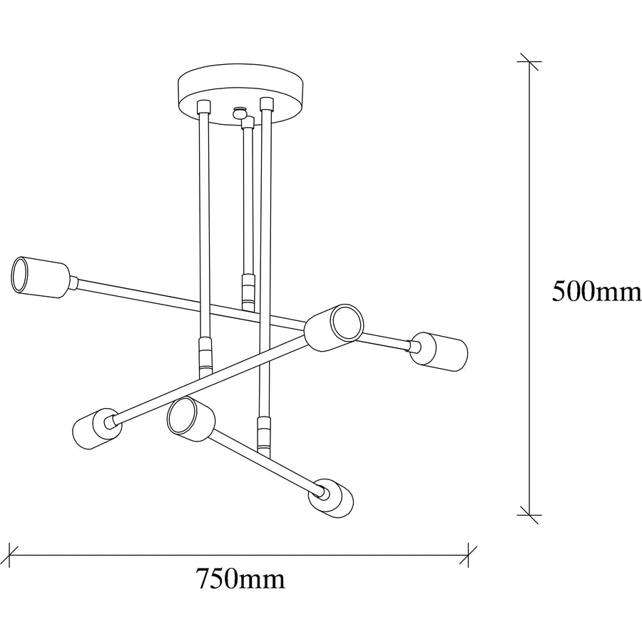 Sema 6'lı Metal Plafonyer - Siyah