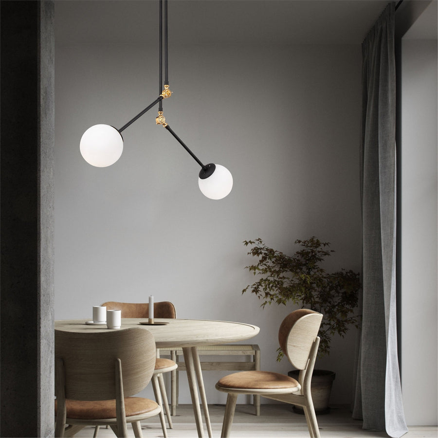 Camlı 2'li Avize Modern - Siyah
