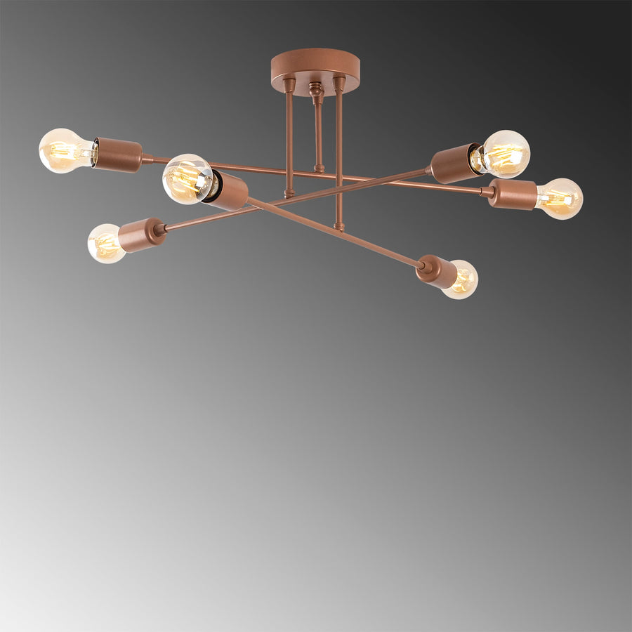 Sputnik 6'lı Metal Plafonyer - Bakir