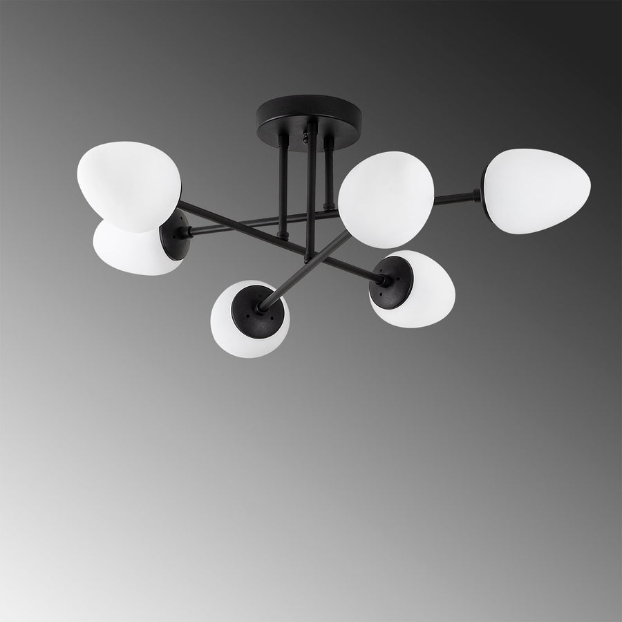 Camlı 6'lı Plafonyer Modern - Siyah