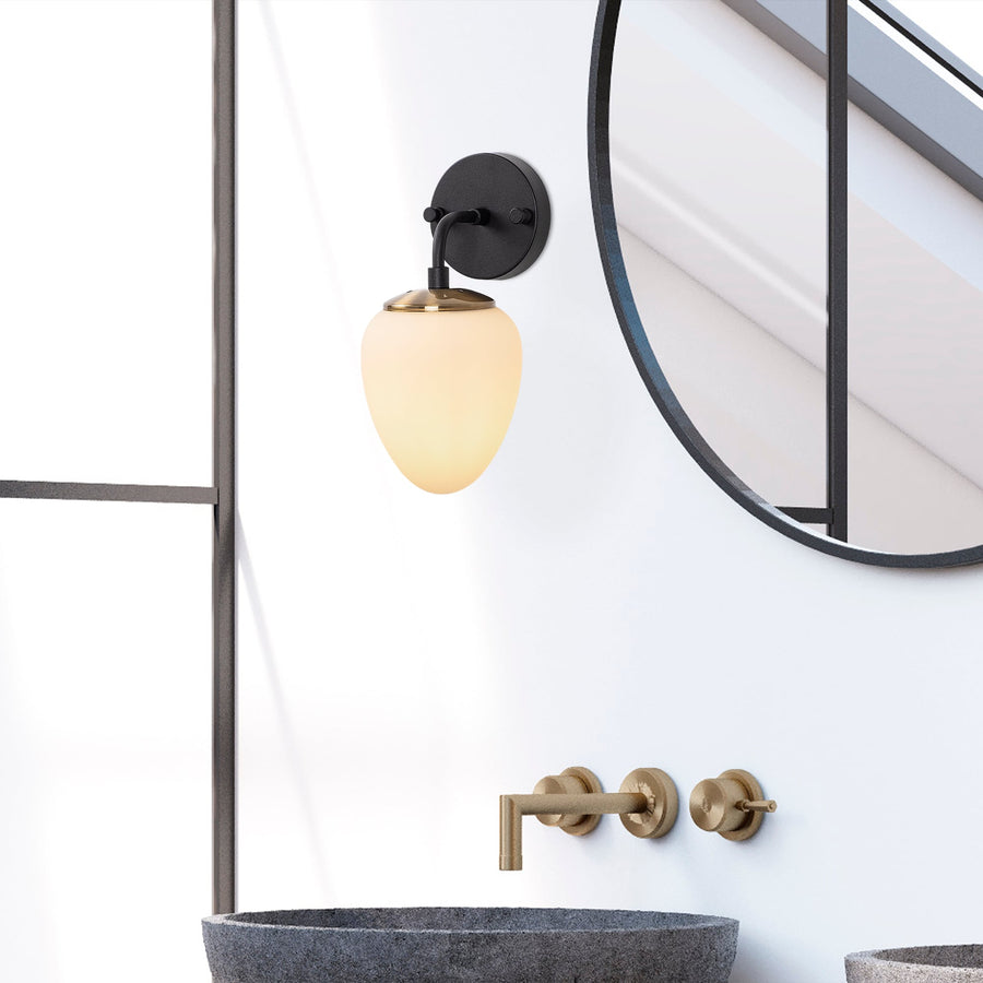 Camlı Oval Tekli Metal Aplik - Siyah