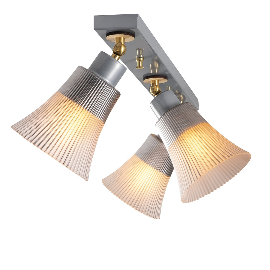 Yivli Camlı 3'lü Bar Plafonyer - Gümüş