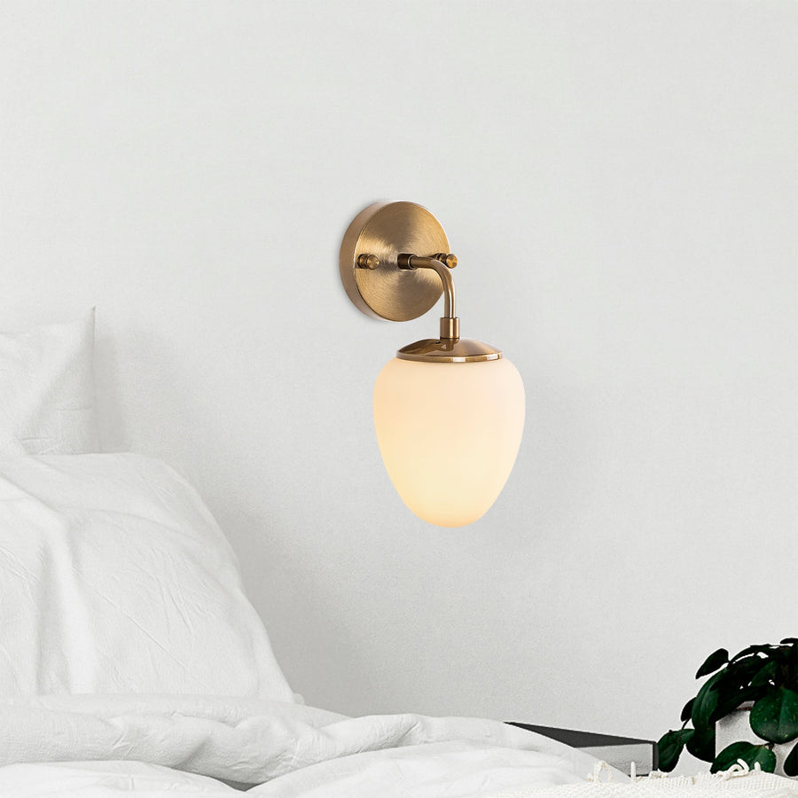 Camlı Oval Tekli Metal Aplik - Altın