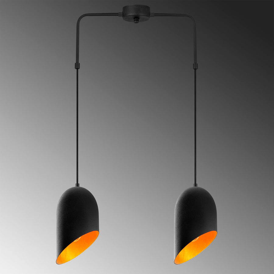 Metal 2'li Kollu Sarkıt Oval Şapka - Siyah