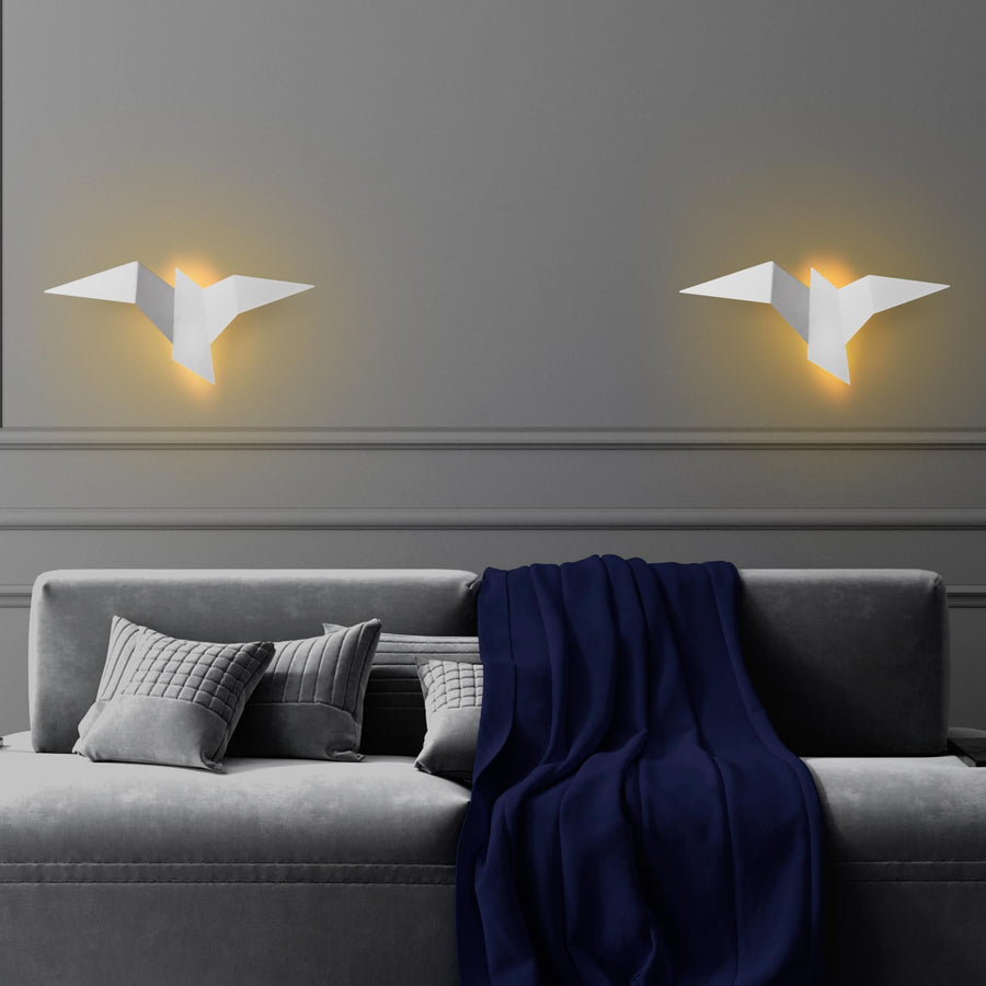Origami Kuş Büyük Boy LED Aplik - Beyaz