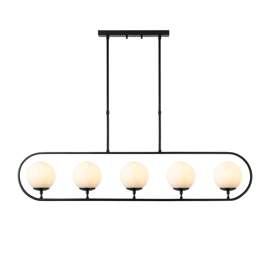 Küre Cam 5'li Oval Avize - Siyah