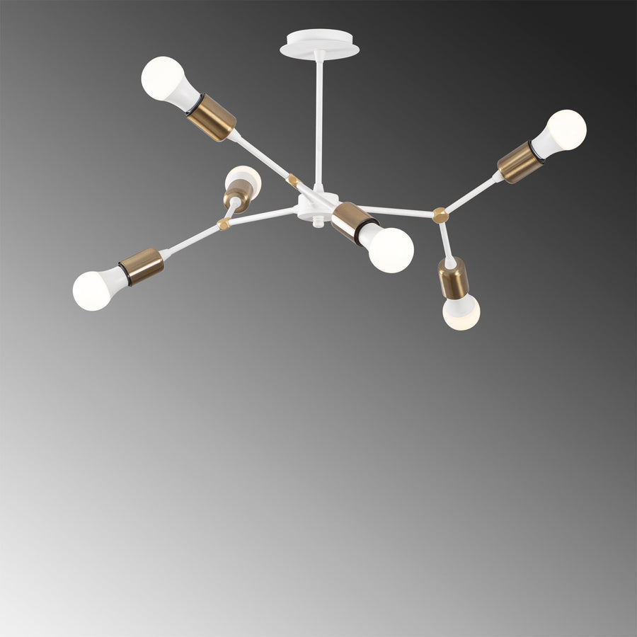 Sputnik 6'lı Metal Avize - Beyaz