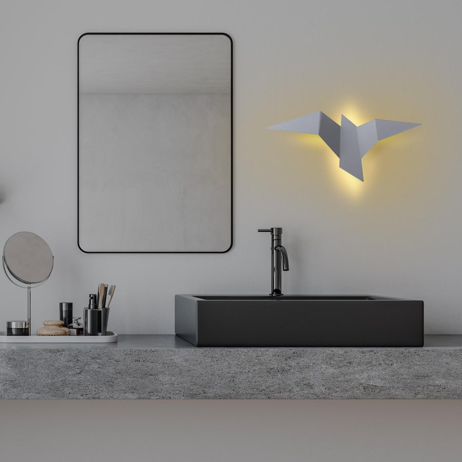 Origami Kuş Büyük Boy LED Aplik - Beyaz