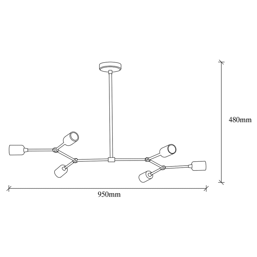 Sputnik 6'lı Metal Avize - Siyah