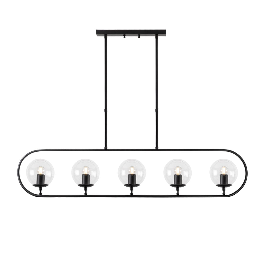 Küre Cam 5'li Oval Avize - Siyah