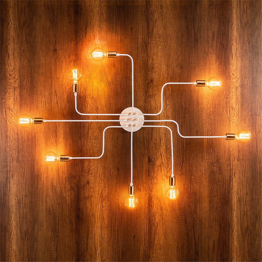 Rustik 8'li Spider Metal Plafonyer - Beyaz