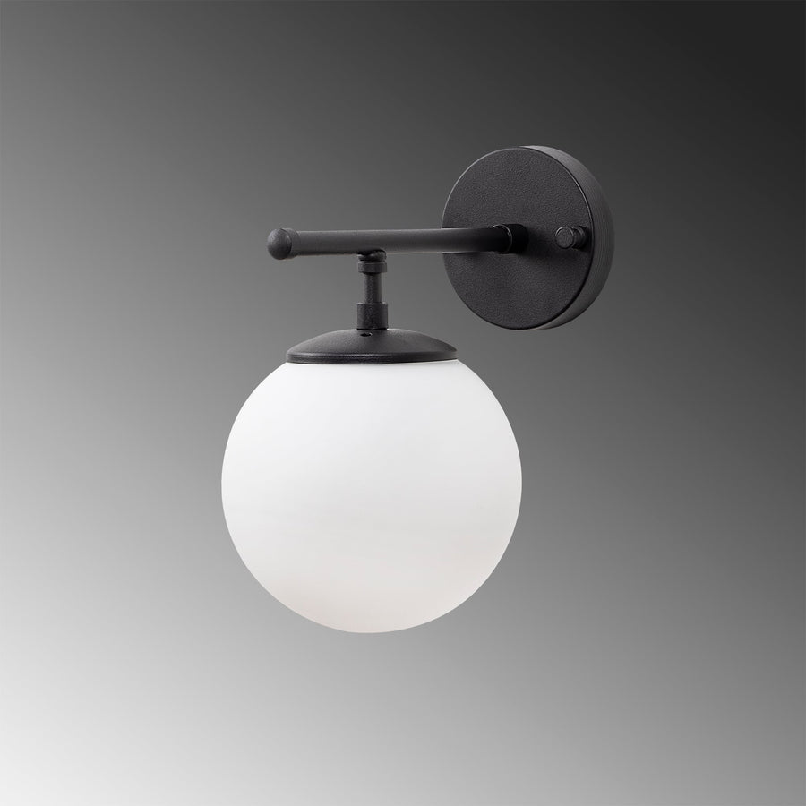 Küre Camlı Tekli Metal Aplik - Siyah