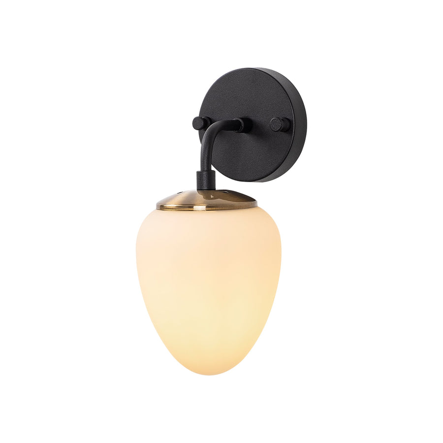 Camlı Oval Tekli Metal Aplik - Siyah