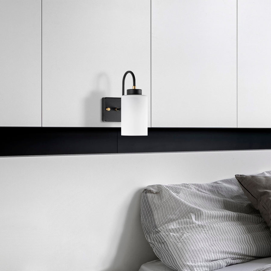 Silindir Camli Metal Aplik - Siyah