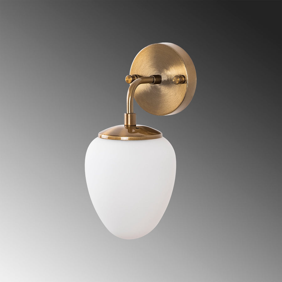 Camlı Oval Tekli Metal Aplik - Altın