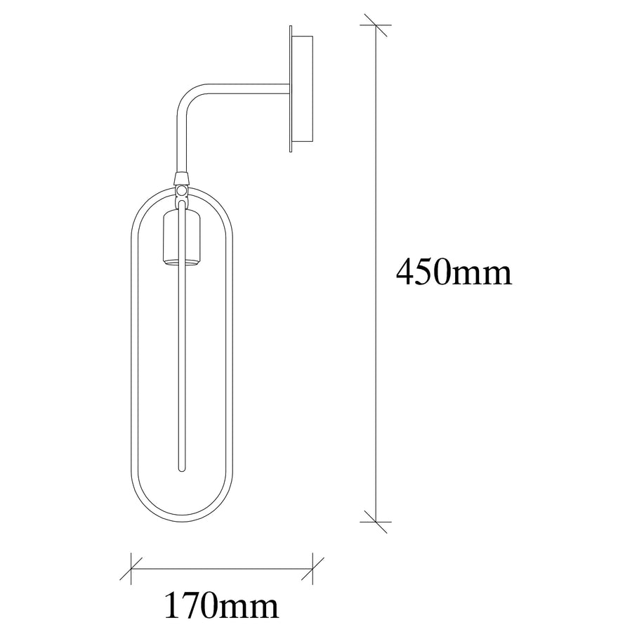 Oval Çerçeve Metal Tekli Aplik - Siyah