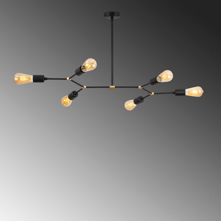 Sputnik 6'lı Metal Avize - Siyah