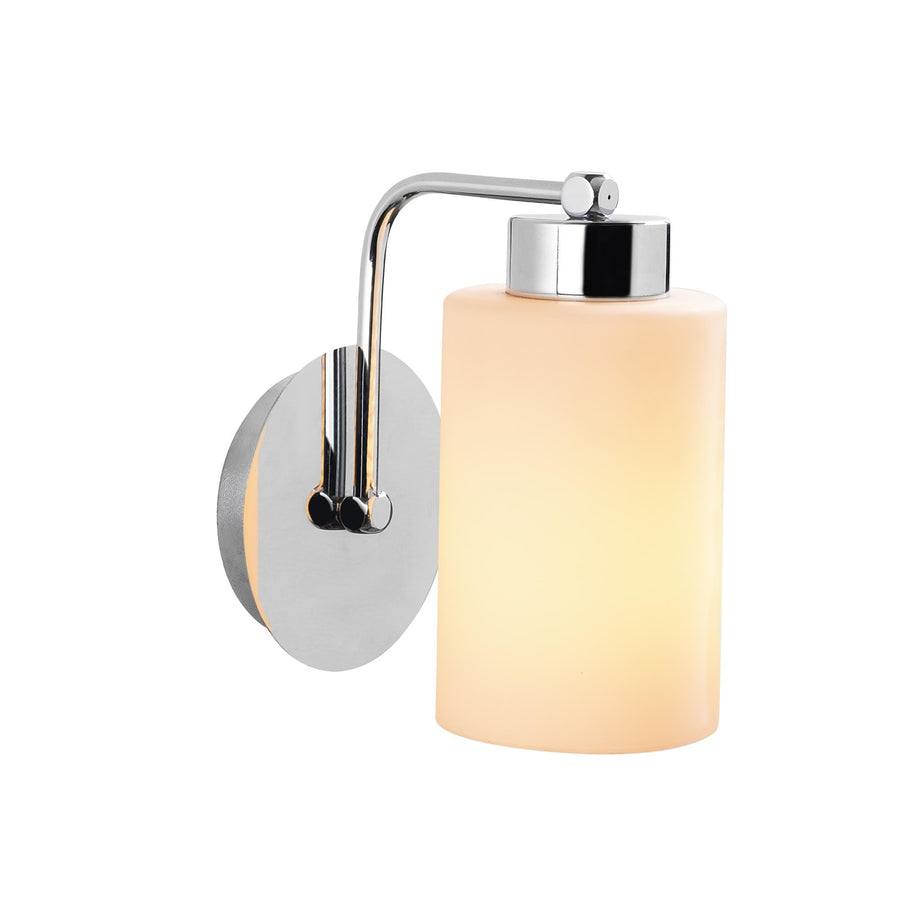 Silindir Camlı Tekli Metal Aplik - Gümüş