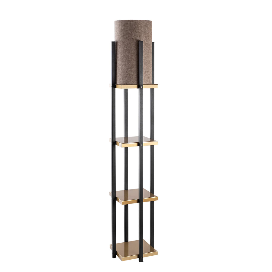Rafli Metal Lambader Keten Abajurlu - Siyah Altin