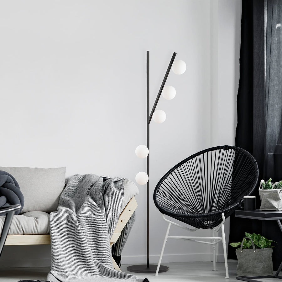 Camli Besli Metal Lambader - Siyah