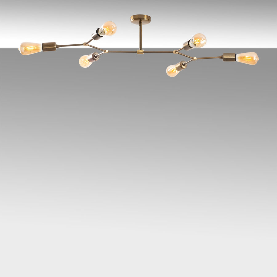 Sputnik 6'lı Metal Plafonyer Eskitme - Altin