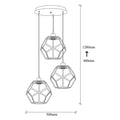 Geometrik Kafes 3'lü Tepsi Metal Sarkıt - Siyah