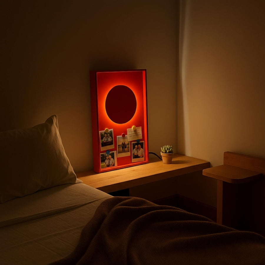 Kirmizi LED Metal Fotograf Cerceveli Gece Lambasi - Kirmizi